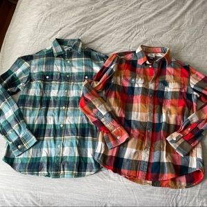 TWO Old Navy Plaid Flannel Shirts, Size Medium